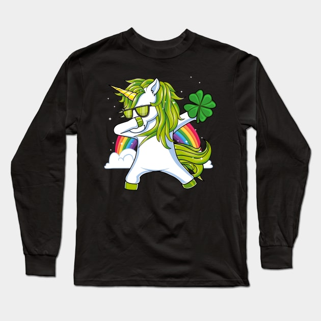 Dabbing Unicorn Lepricorn St Patrick's Day Gift Boys Kids Long Sleeve T-Shirt by HCMGift